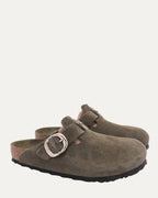 Tonal Footbed Dagger Embellished Birkenstock Boston Suede Mule