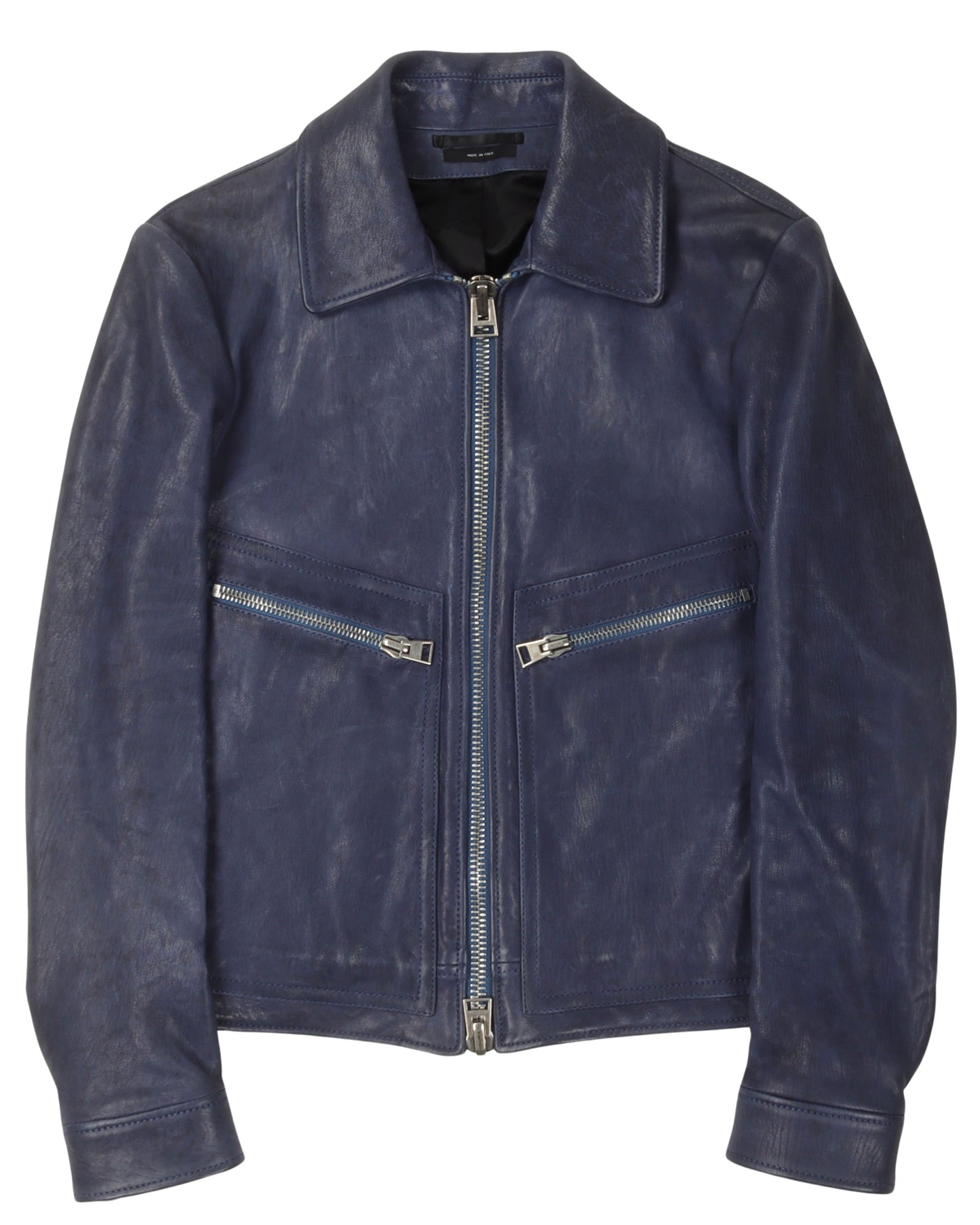 Zip-Pocket Leather Jacket