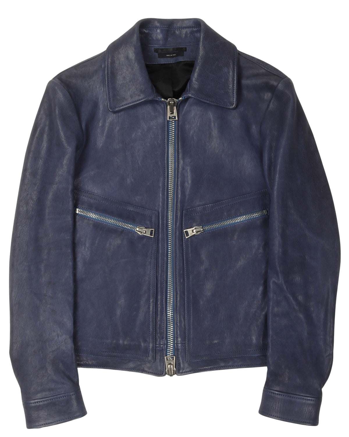 Zip-Pocket Leather Jacket