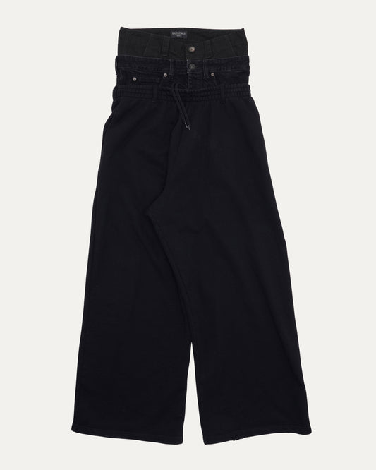 Triple Waist Jean Layered Sweatpants