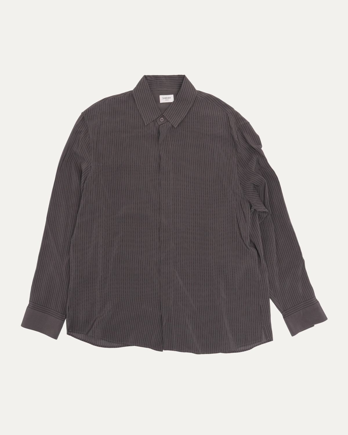 Silk Striped Hidden Placket Shirt