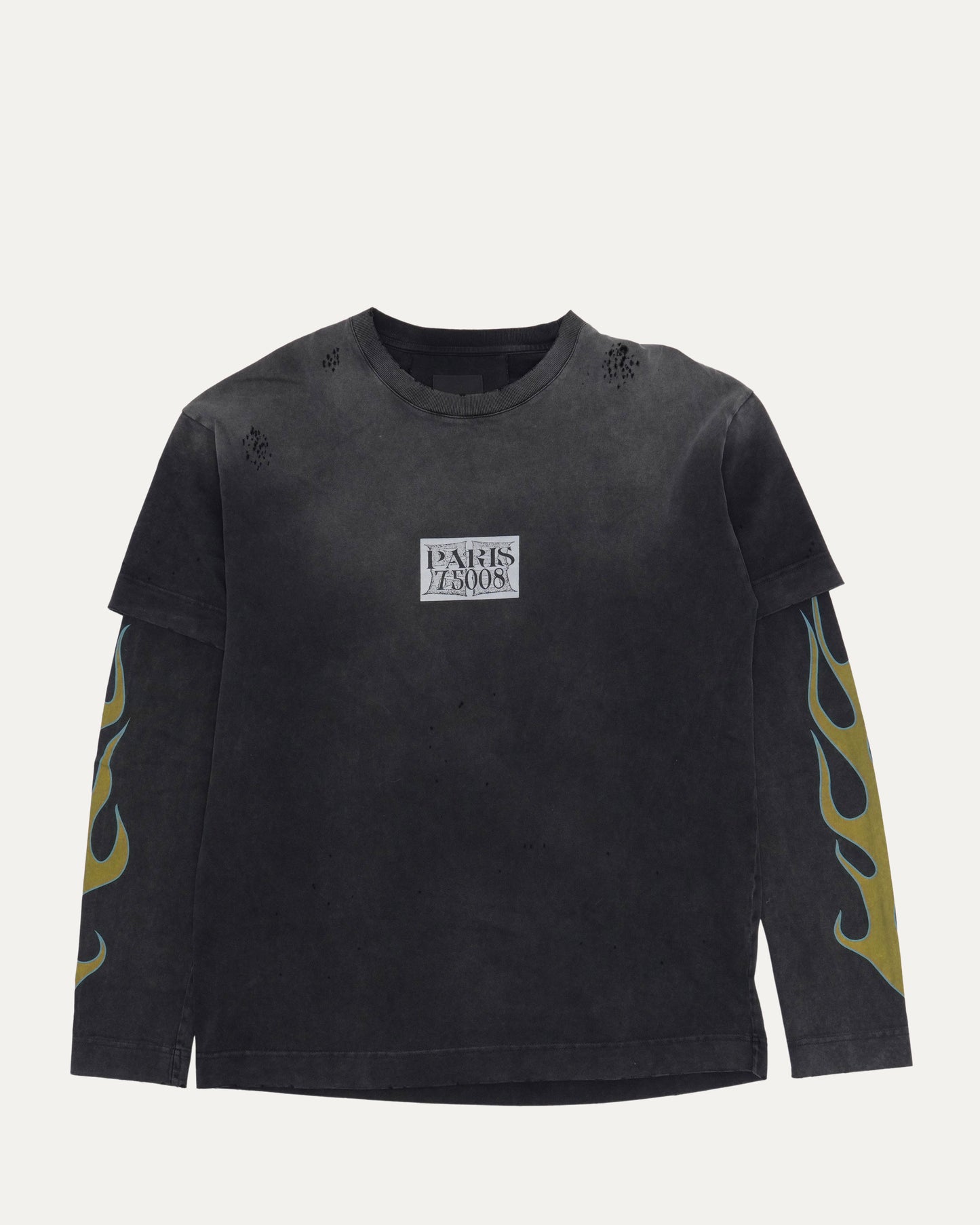 Flame Sleeve Double Layer T-Shirt