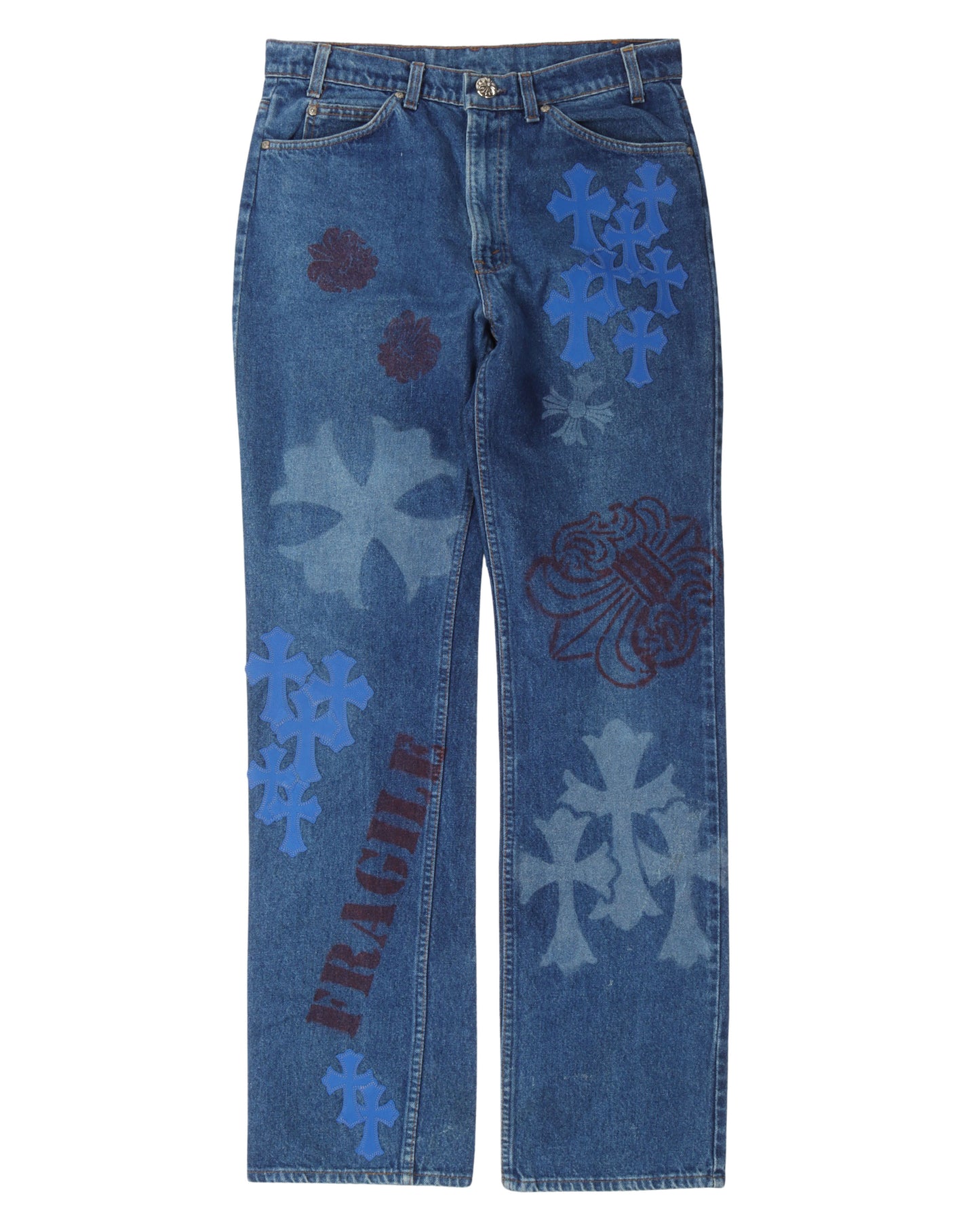 Levi's Zipper Fly Stencil Cross Patch Jeans
