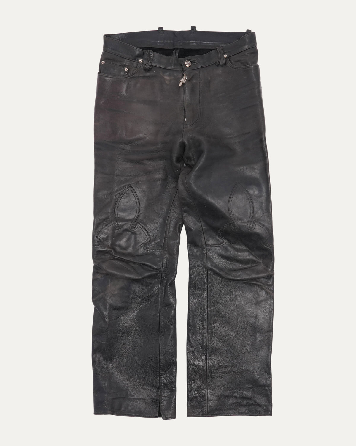 Leather Fleur Knee Pants
