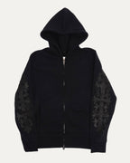 Floral Cross Patch Knit Zip Up Hoodie