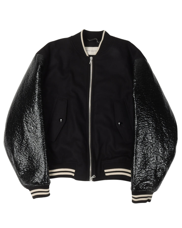 Zip Faux-Leather Bomber Jacket