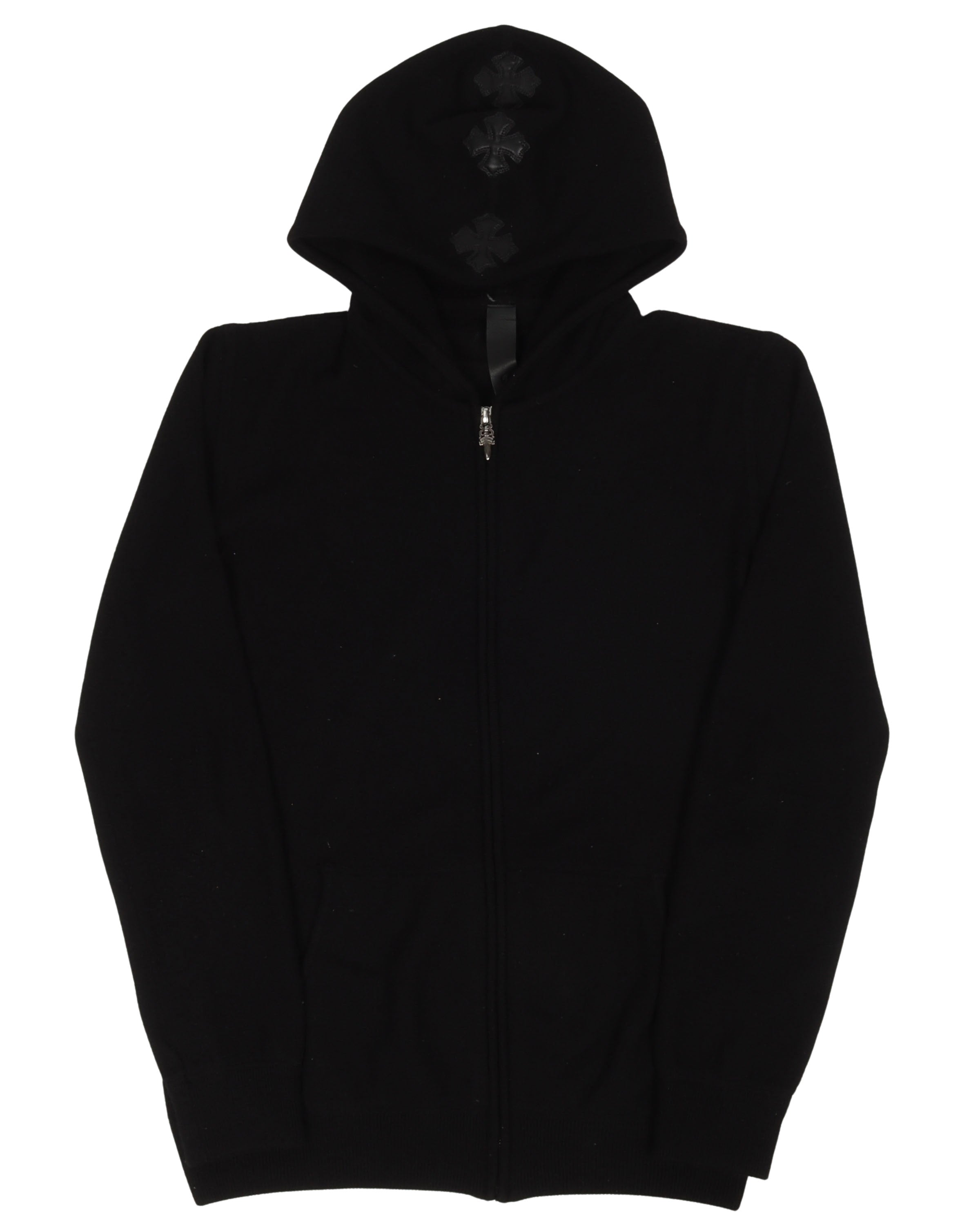 Cashmere Leather Cross Zip Up Hoodie