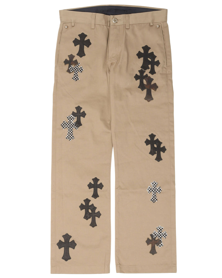 Leather Cross Chino Pants