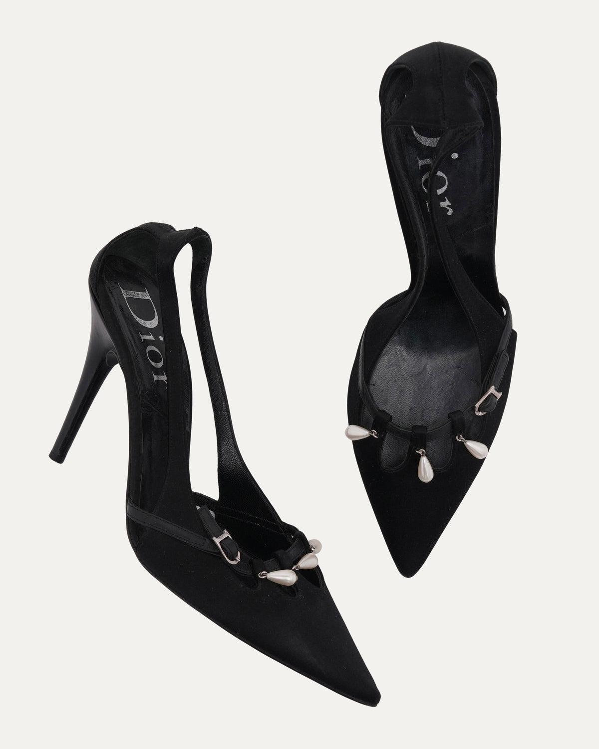 Satin Heels With Pearl Detail