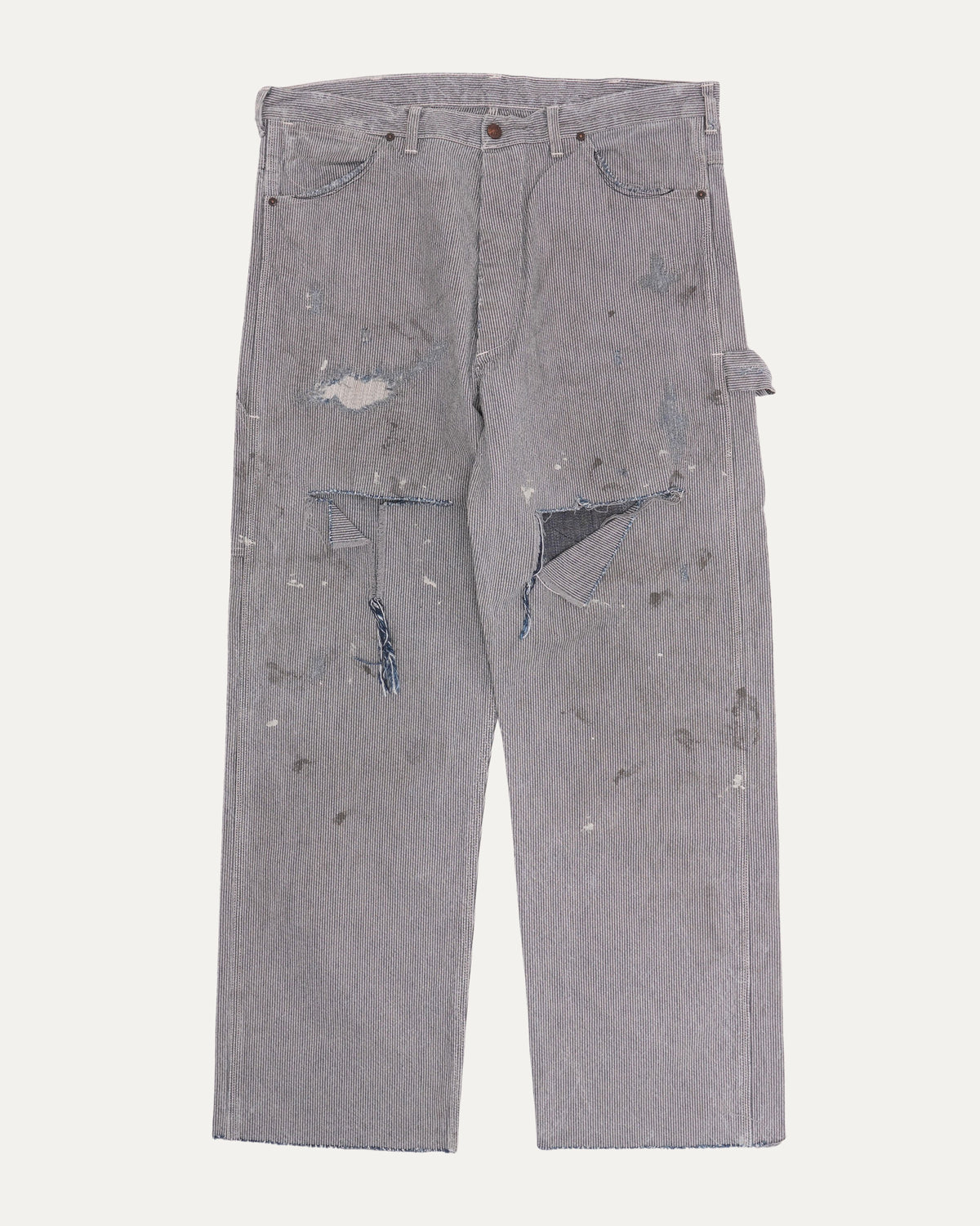 Distressed Hickory Stripe Carpenter Pants