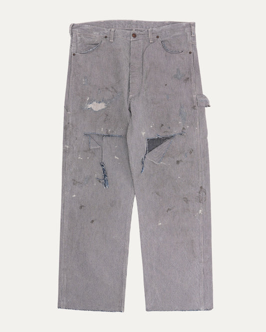 Distressed Hickory Stripe Carpenter Pants