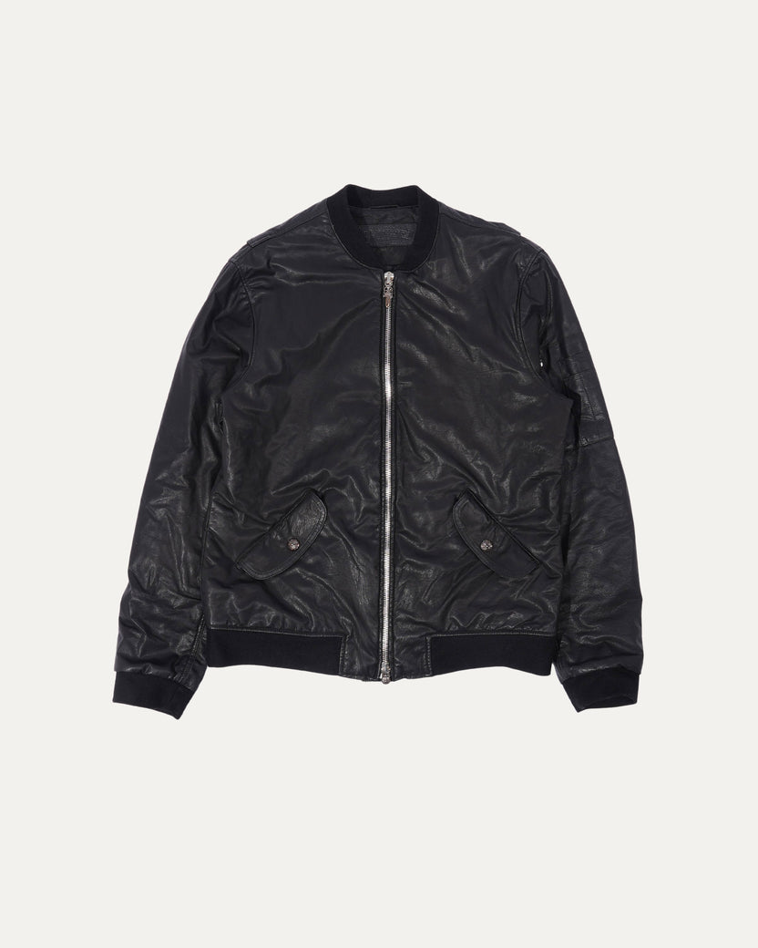 Uncle Slam Cashmere and Leather MA-1 Bomber Jacket