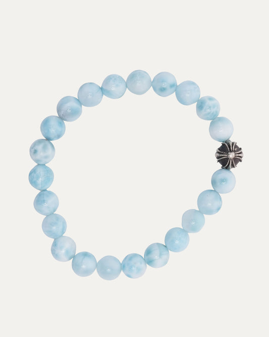 8mm Larimar Plus Cross Bead Bracelet