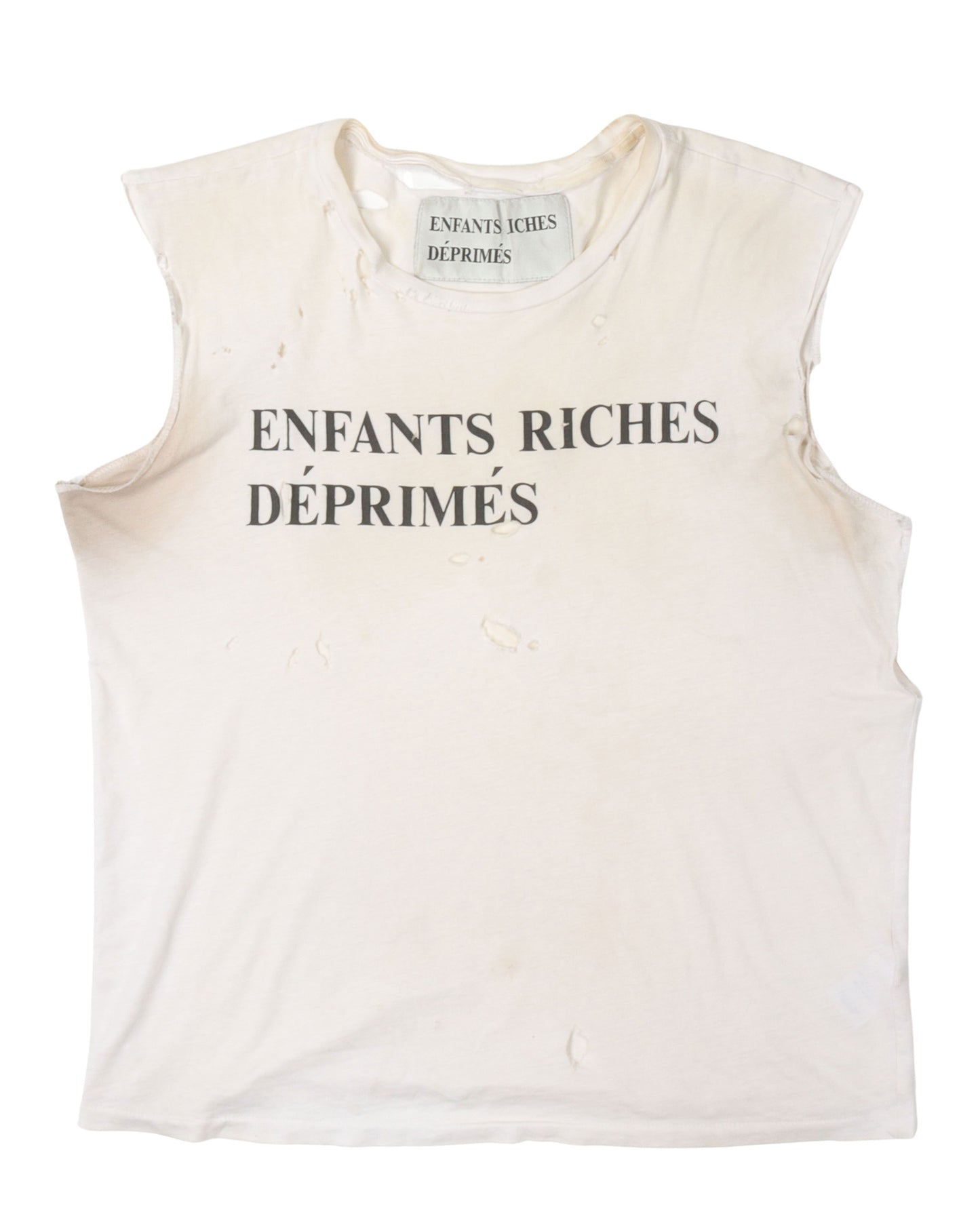 Distressed Classic Logo Cut-Off T-Shirt