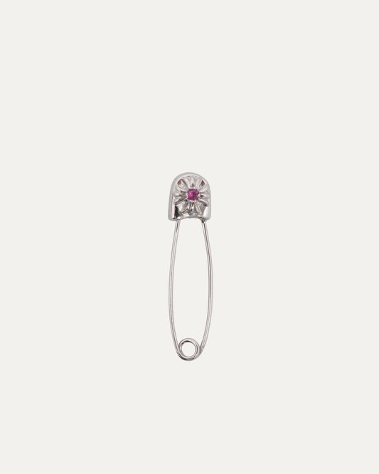 White Gold Pink Sapphire Safety Pin