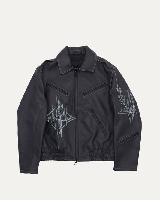 Frequency Embroidered Leather Jacket