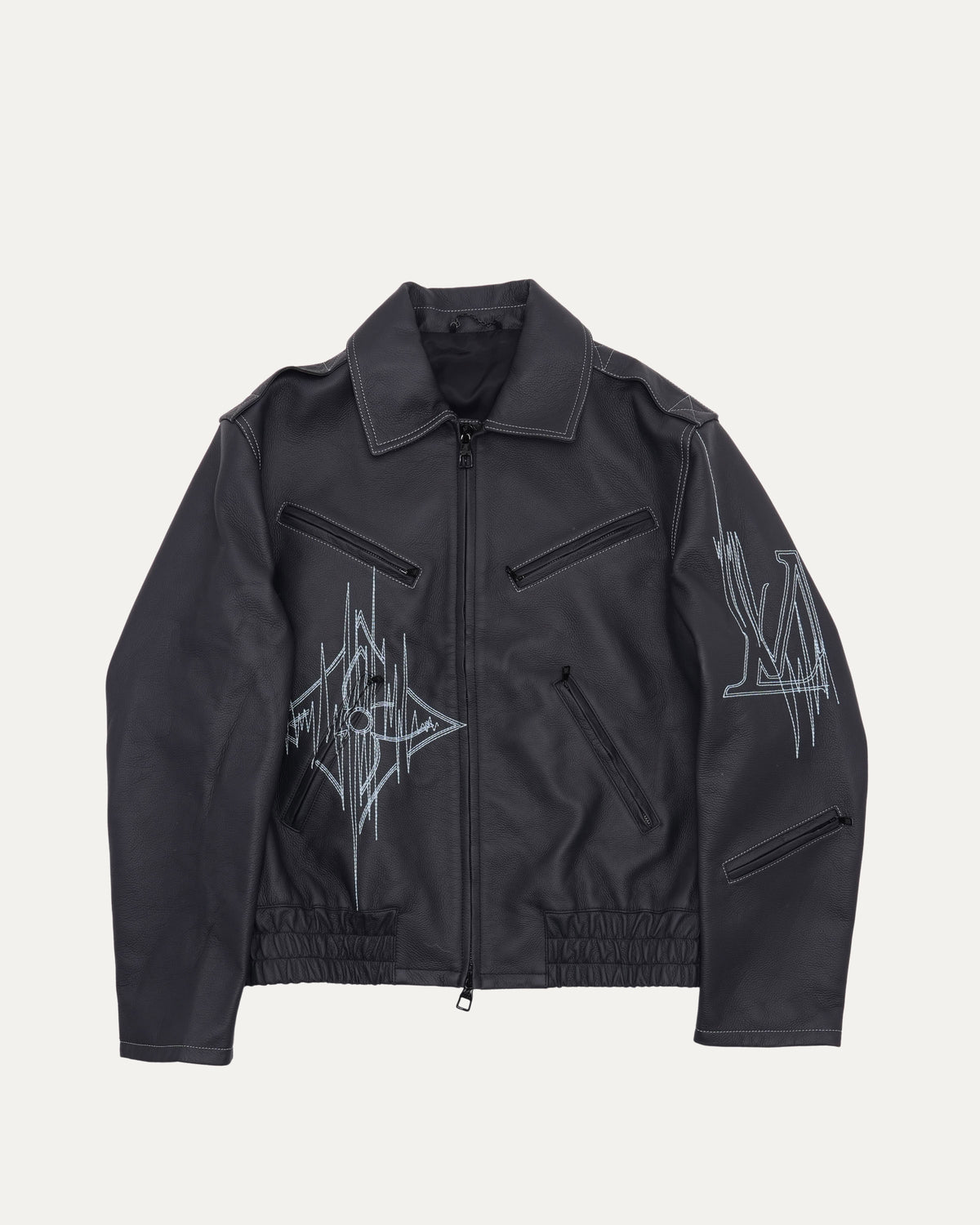Frequency Embroidered Leather Jacket