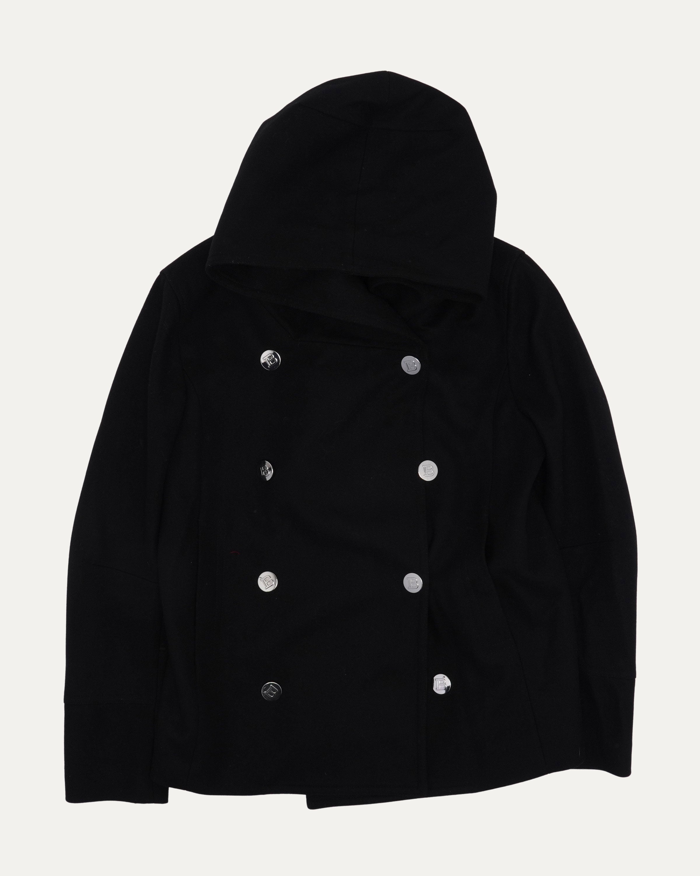 Balmain Hooded Wool Peacoat – Justin Reed