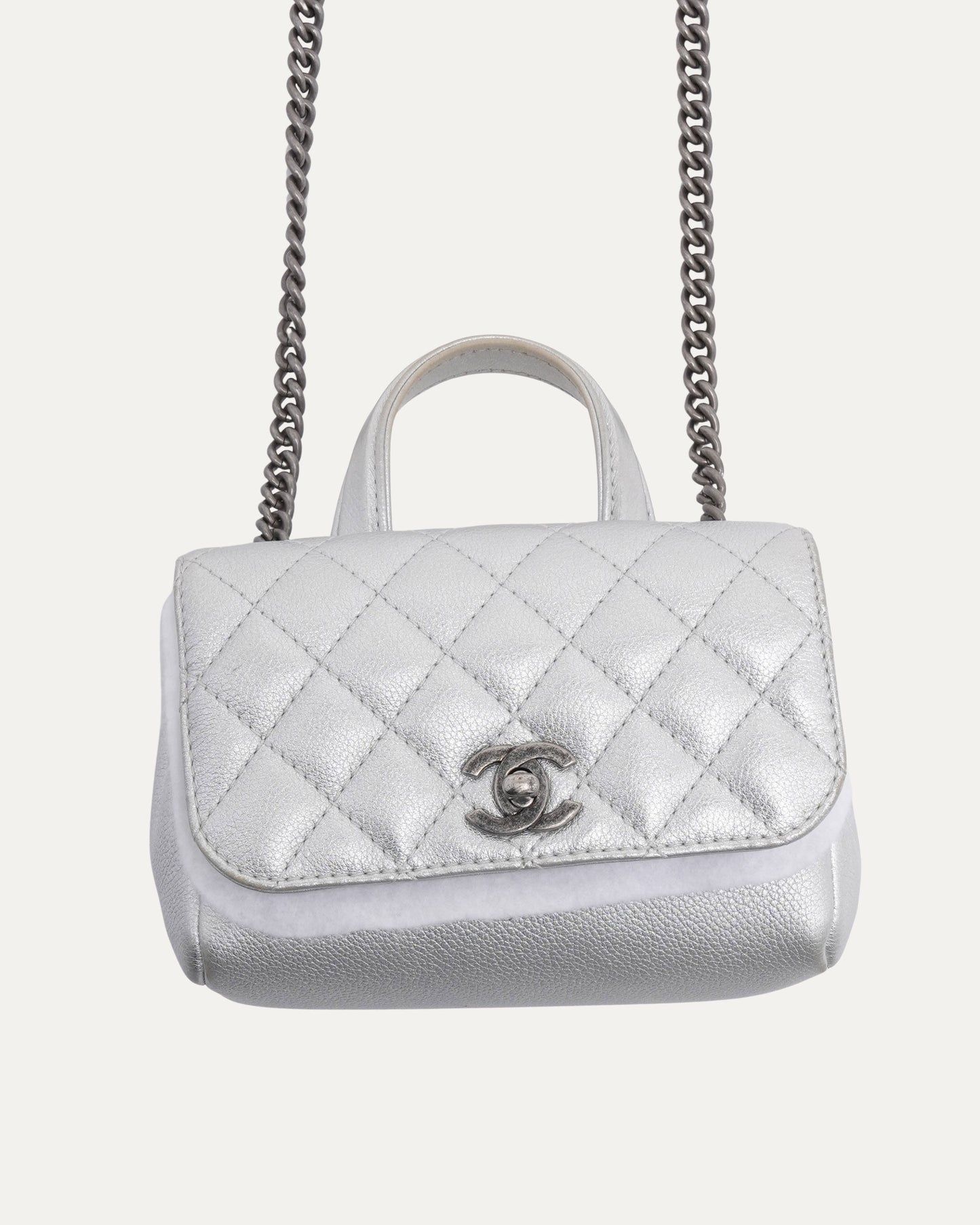 Metallic Caviar Quilted Mini Coco Handle Bag