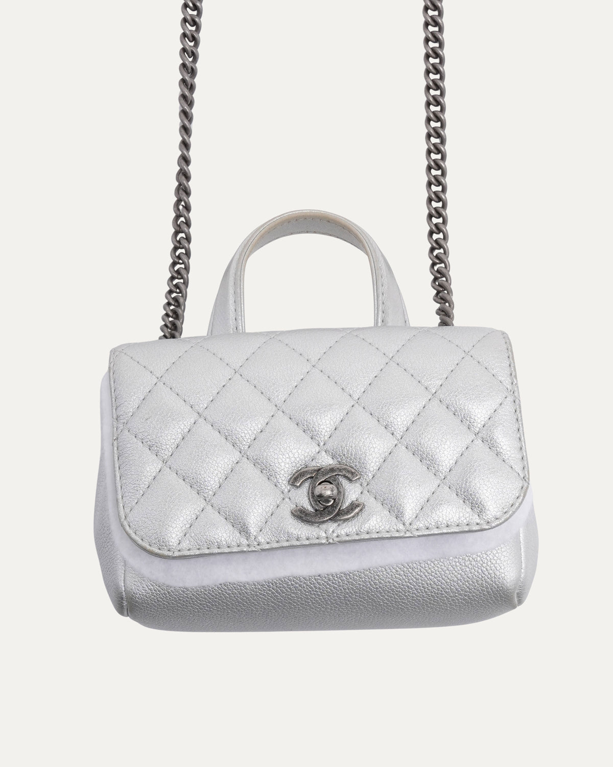 Metallic Caviar Quilted Mini Coco Handle Bag