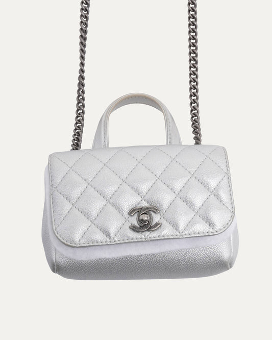 Metallic Caviar Quilted Mini Coco Handle Bag