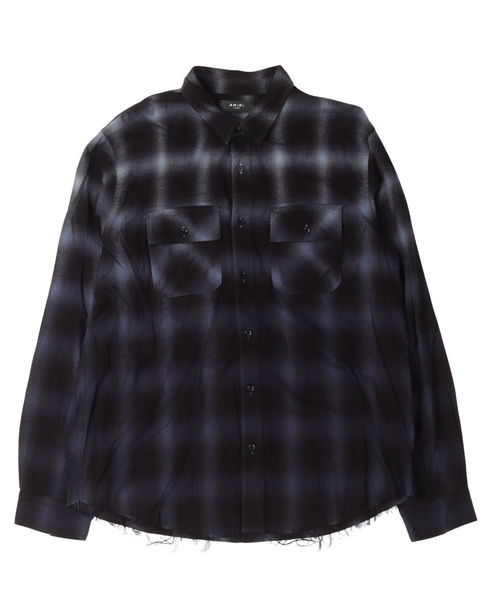 Raw Hem Gradient Flannel Shirt