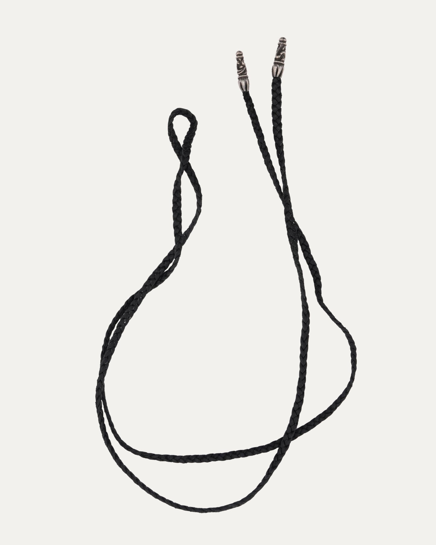 Braided Leather Necklace with Silver Aglets