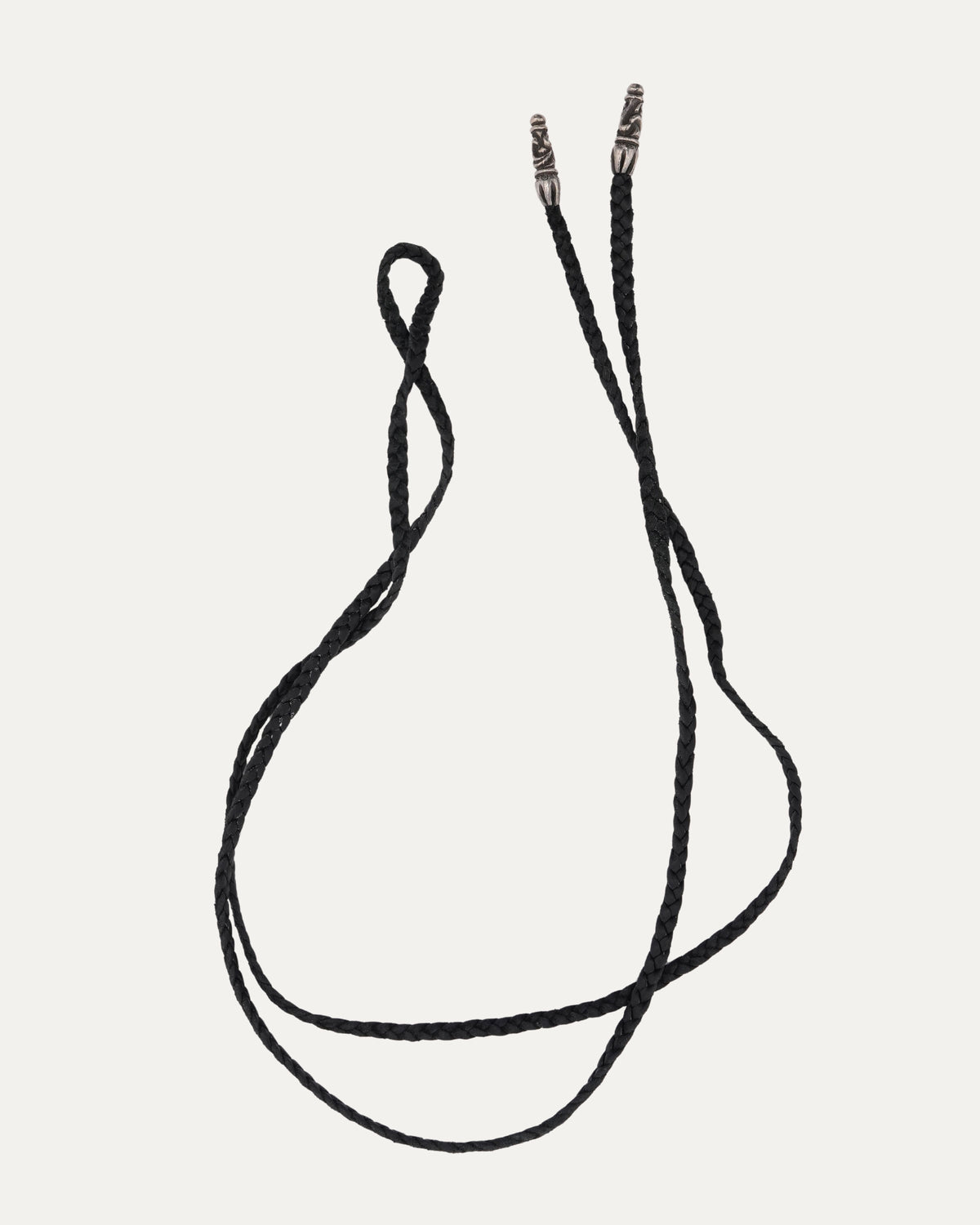 Braided Leather Necklace with Silver Aglets