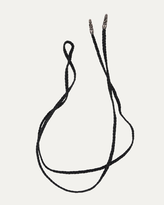 Braided Leather Necklace with Silver Aglets