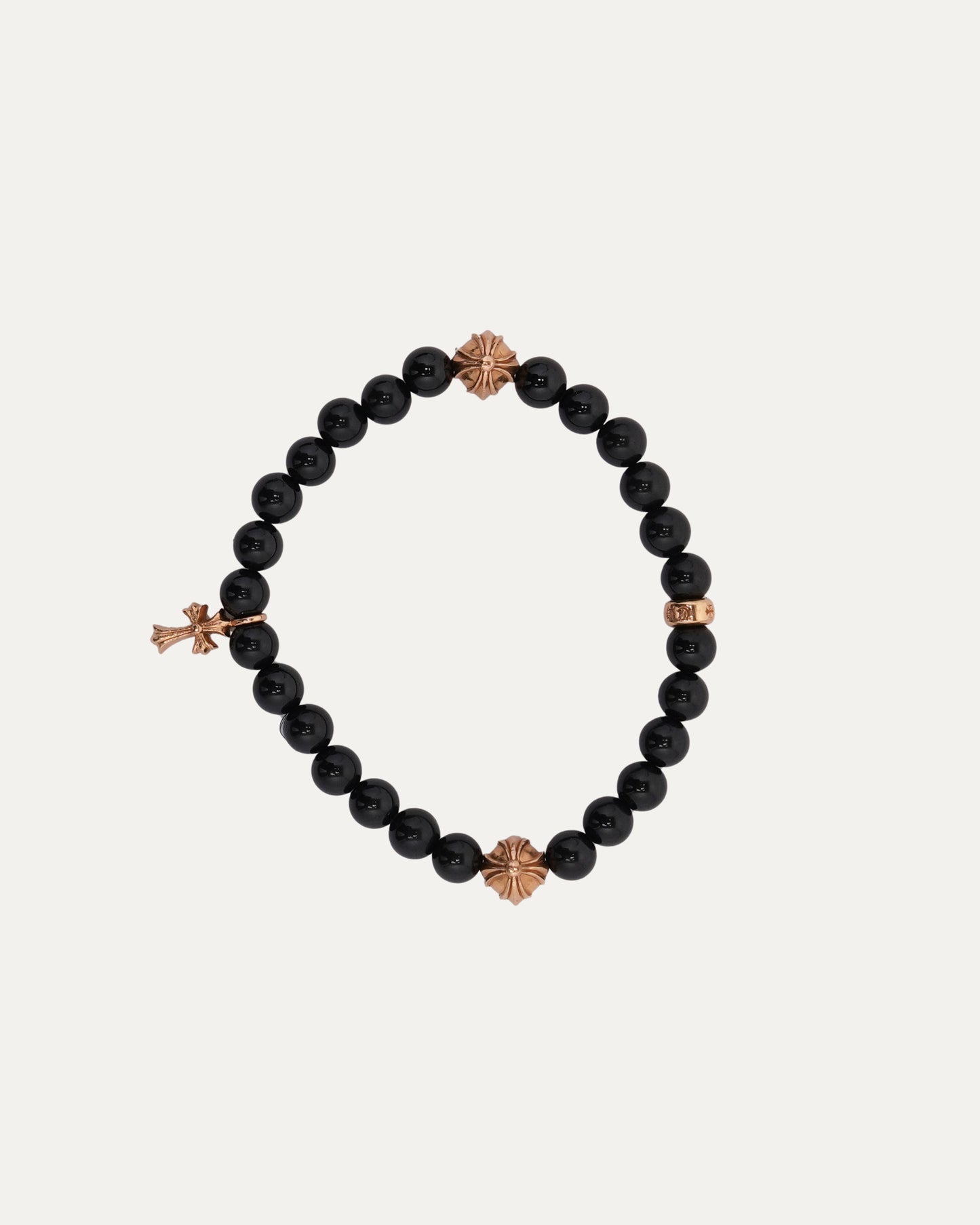 Gold Cross Multi Charm Bead Bracelet