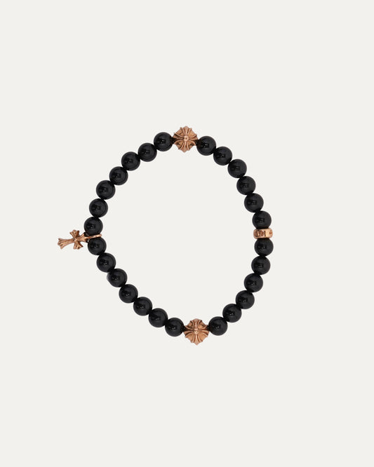 Gold Cross Multi Charm Bead Bracelet