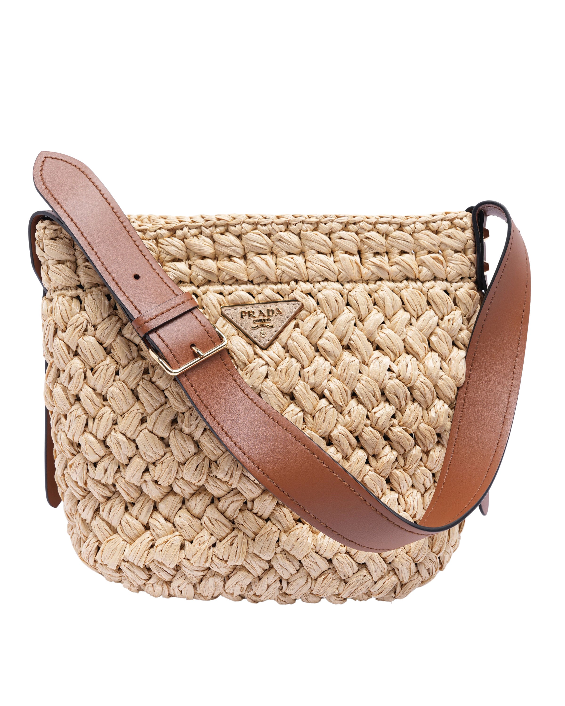 Raffia City Calf Bucket Bag