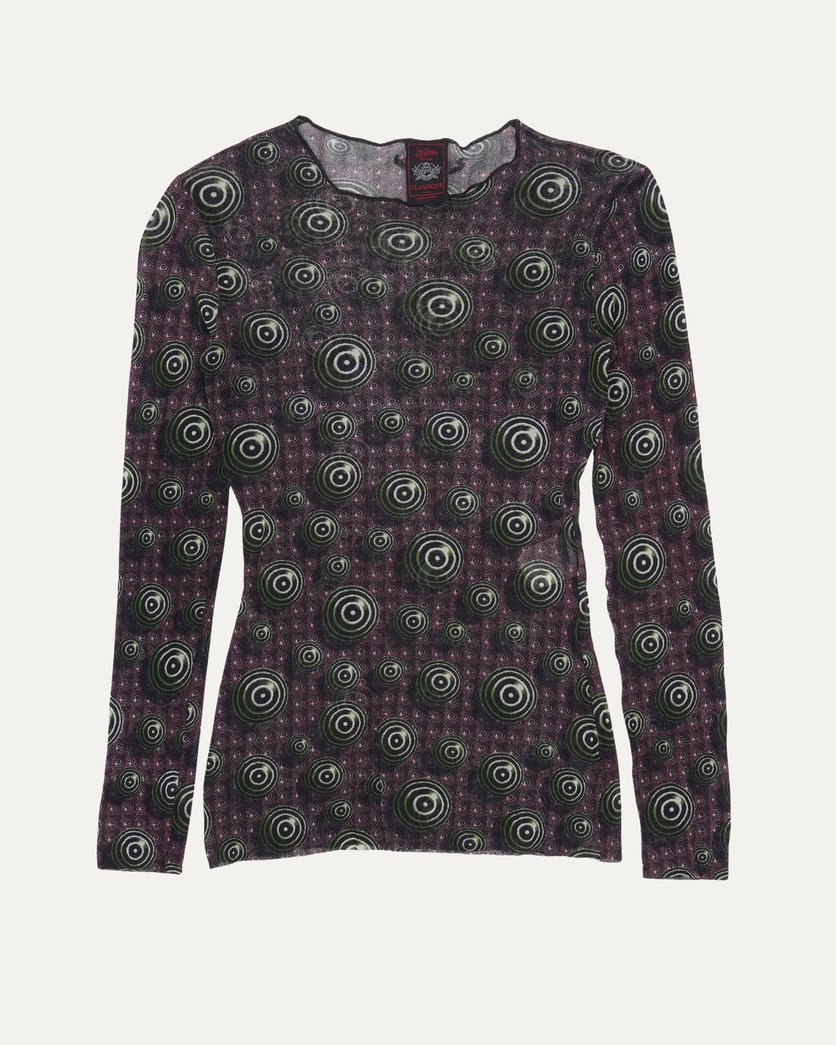 AW 1996 Dot Print Long Sleeve Mesh Top
