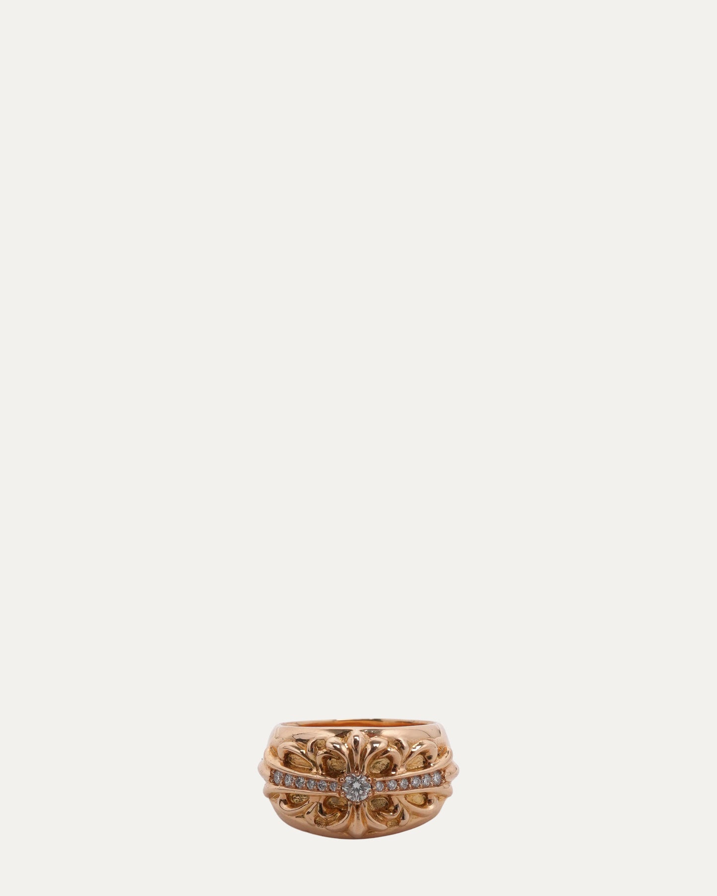 Gold Diamond Floral Cross Ring