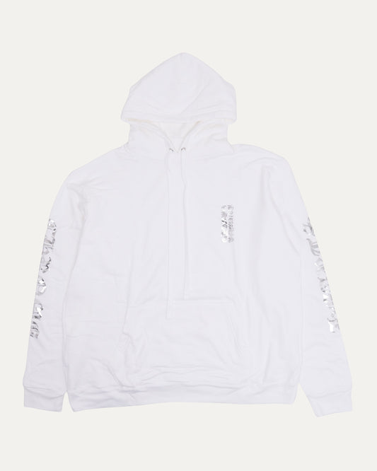 Metallic Print Vertical Logo Hoodie