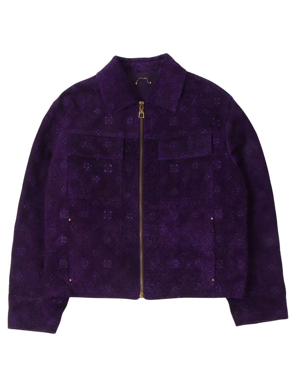 Suede Leather Embossed Monogram Jacket