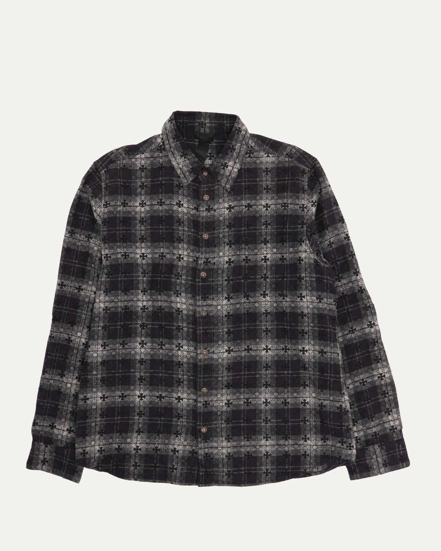 Monogram Cross Patch Loose Ends Flannel Shirt