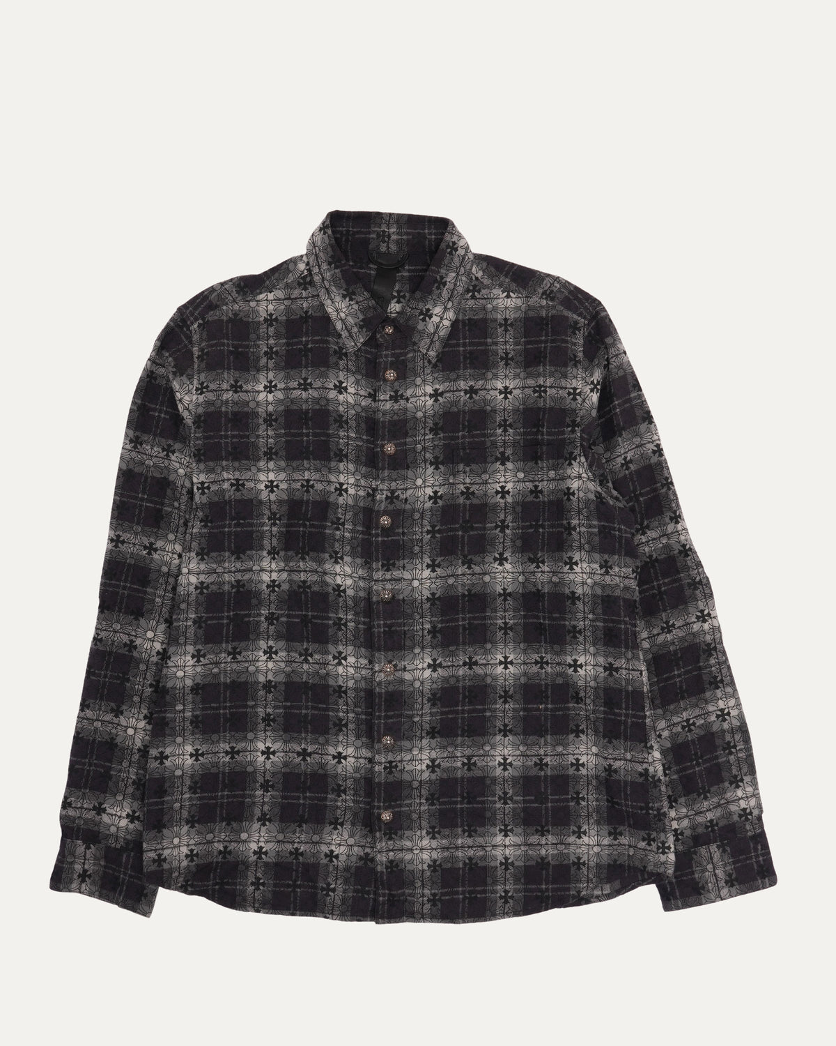 Monogram Cross Patch Loose Ends Flannel Shirt