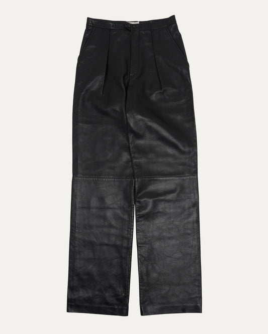 Pleated Leather Trousers