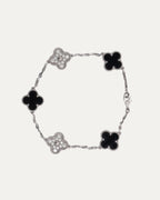 White Gold Diamond Black Onyx Vintage Alhambra Bracelet