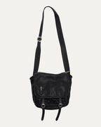 Silver Embellished Cross Patch Messenger Bag