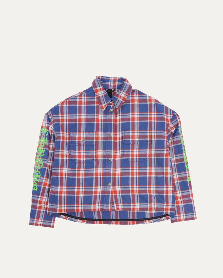 Sleeve Print Flannel Shirt