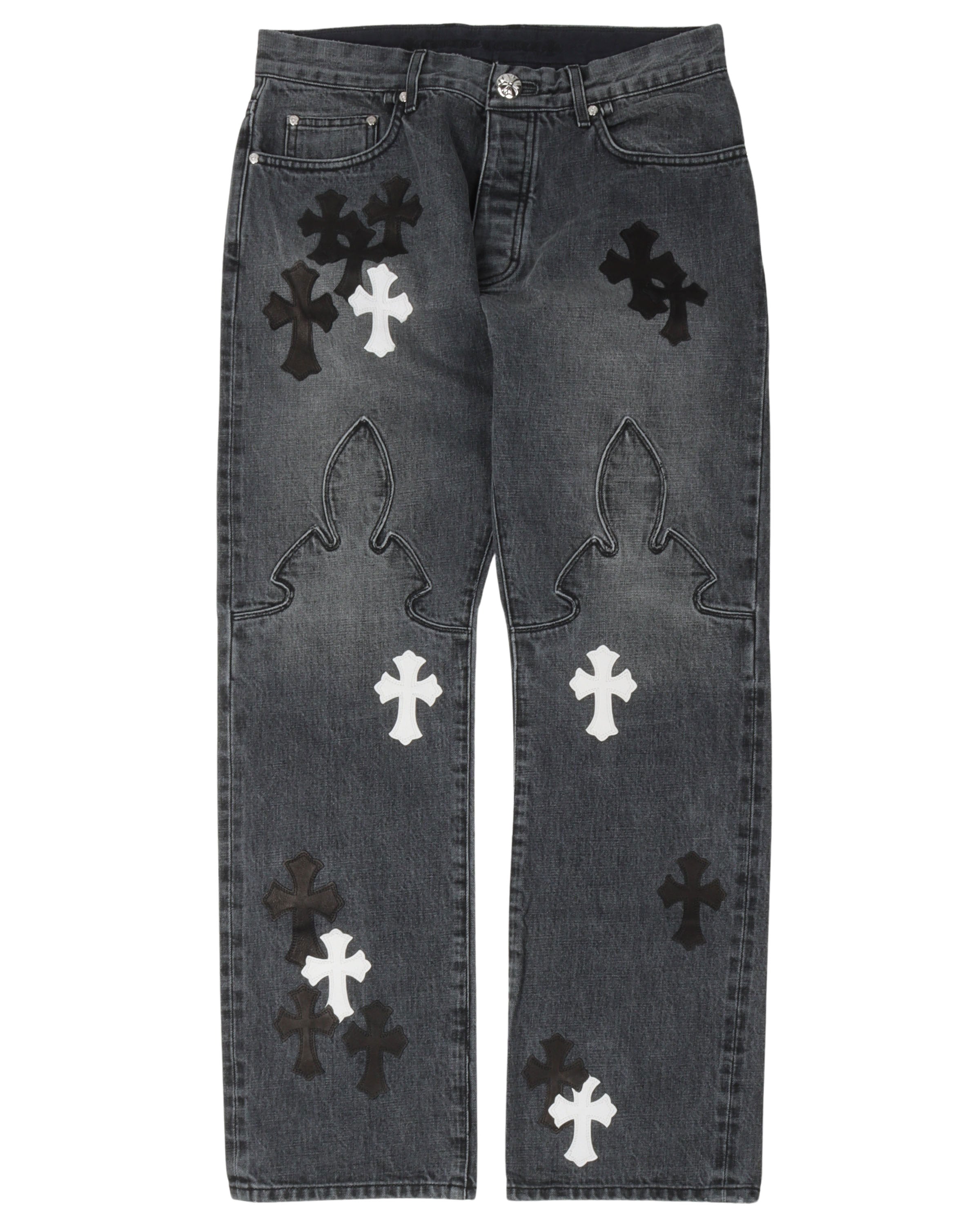 Fleur-Knee Cross Patch Jeans