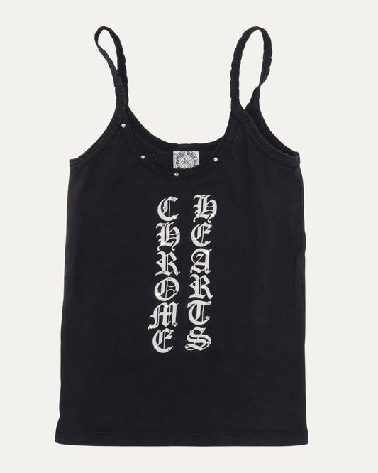 Rhinestone Vertical Logo Cropped Tank Top