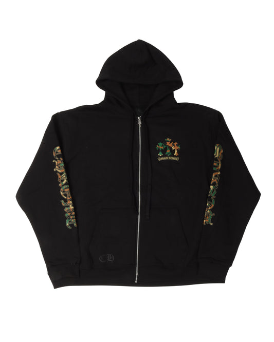 Camouflage Cemetery Cross Zip Up Hoodie