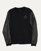 Leather Contrast Cross Patch Crewneck Sweatshirt