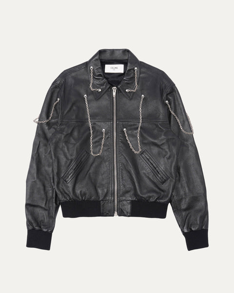 Celine Chain-Embellished Leather Blouson Jacket – Justin Reed