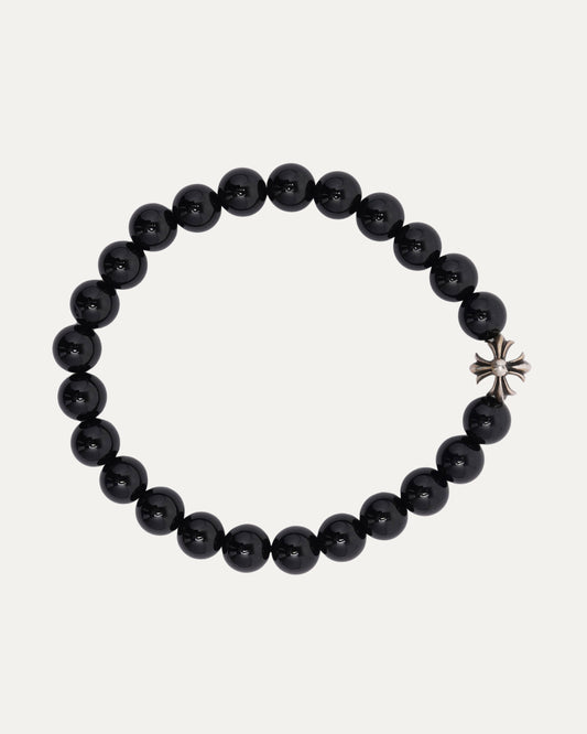 8mm Black Onyx/Tourmaline Plus Cross Bead Bracelet