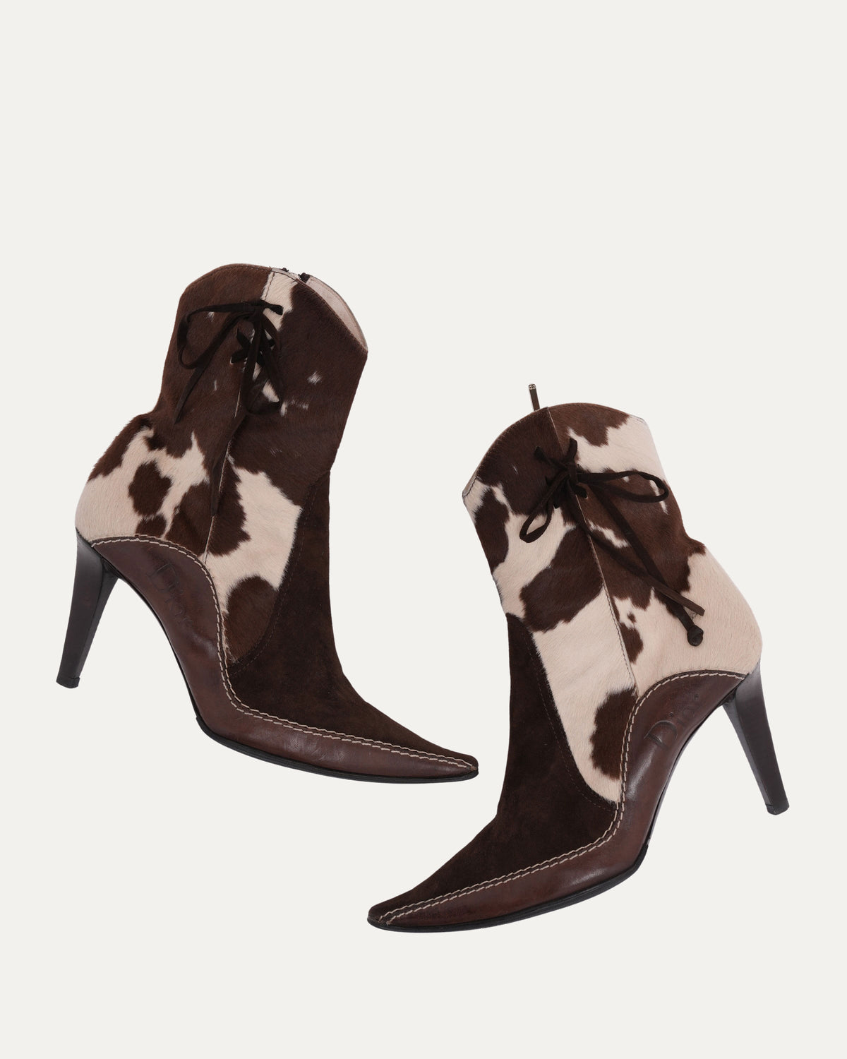 John Galliano Calf Hair Logo Boots