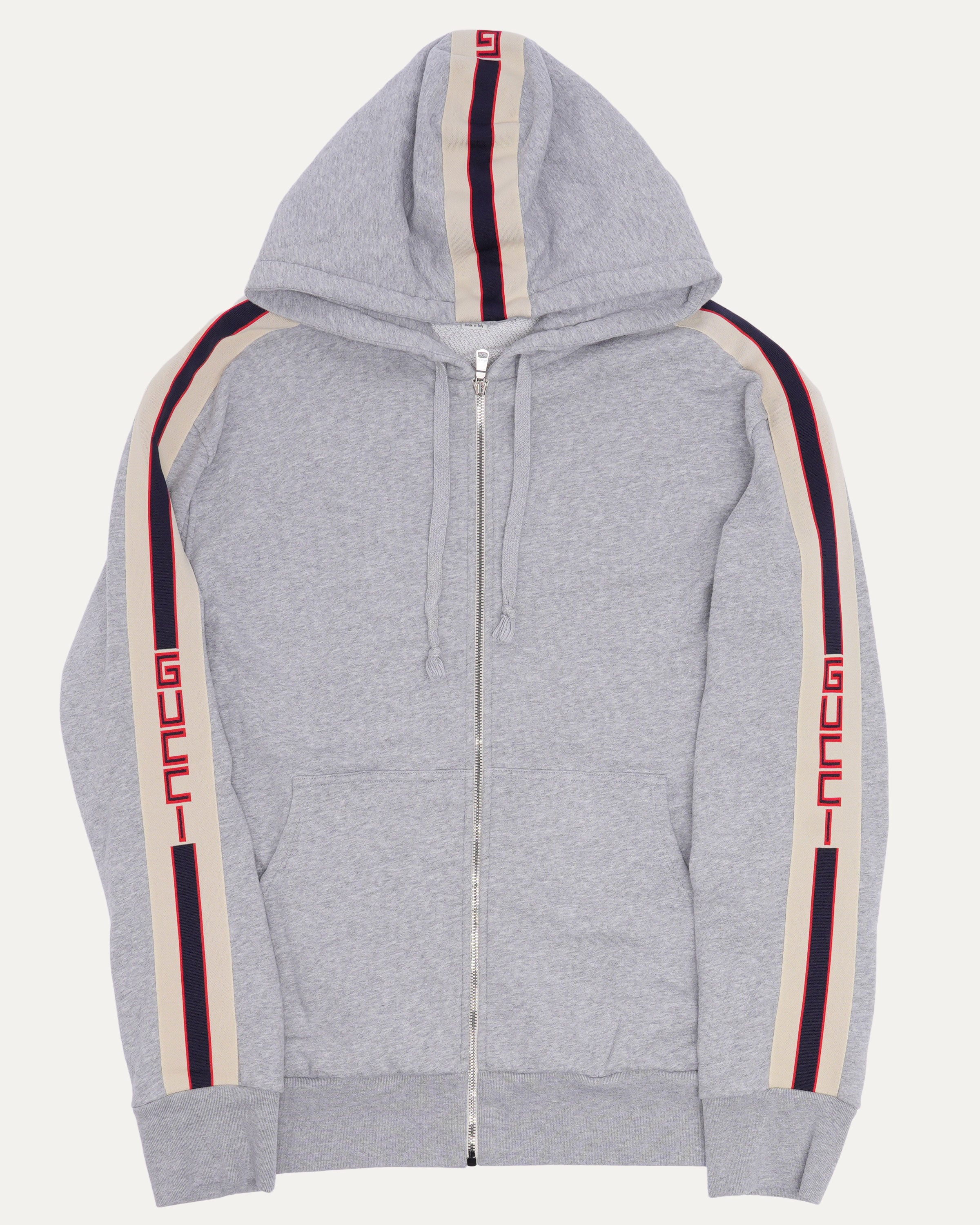 Logo Stripe Zip Up Hoodie